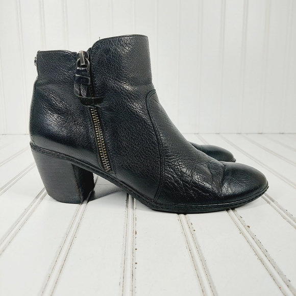 Anne Klein Bristle Black Leather Zip Up Block Heel Ankle Boots F995 - Picture 5 of 12